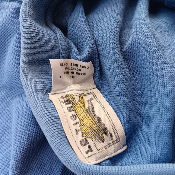 Vintage Mens Polo Shirt MEDIUM 80s BLUE LE TIGRE KNIT SS GOLF TENNIS SHIRT USA - Picture 7 of 7